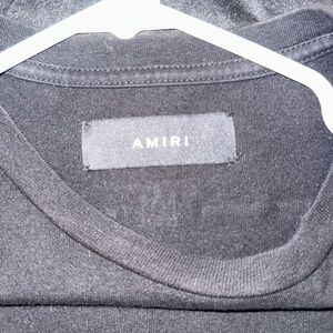 AMIRI Black Crewneck Tee with Branded Neck Label